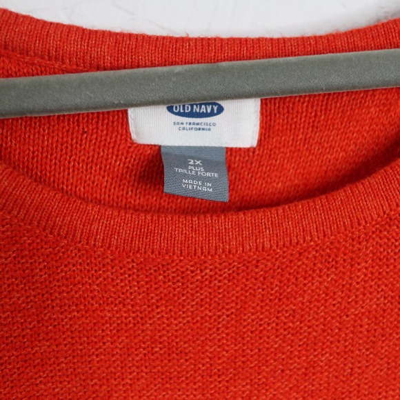 Old Navy Orange Long Sleeve Crew Neck Cross Back Sweater 2X - Picture 3 of 6